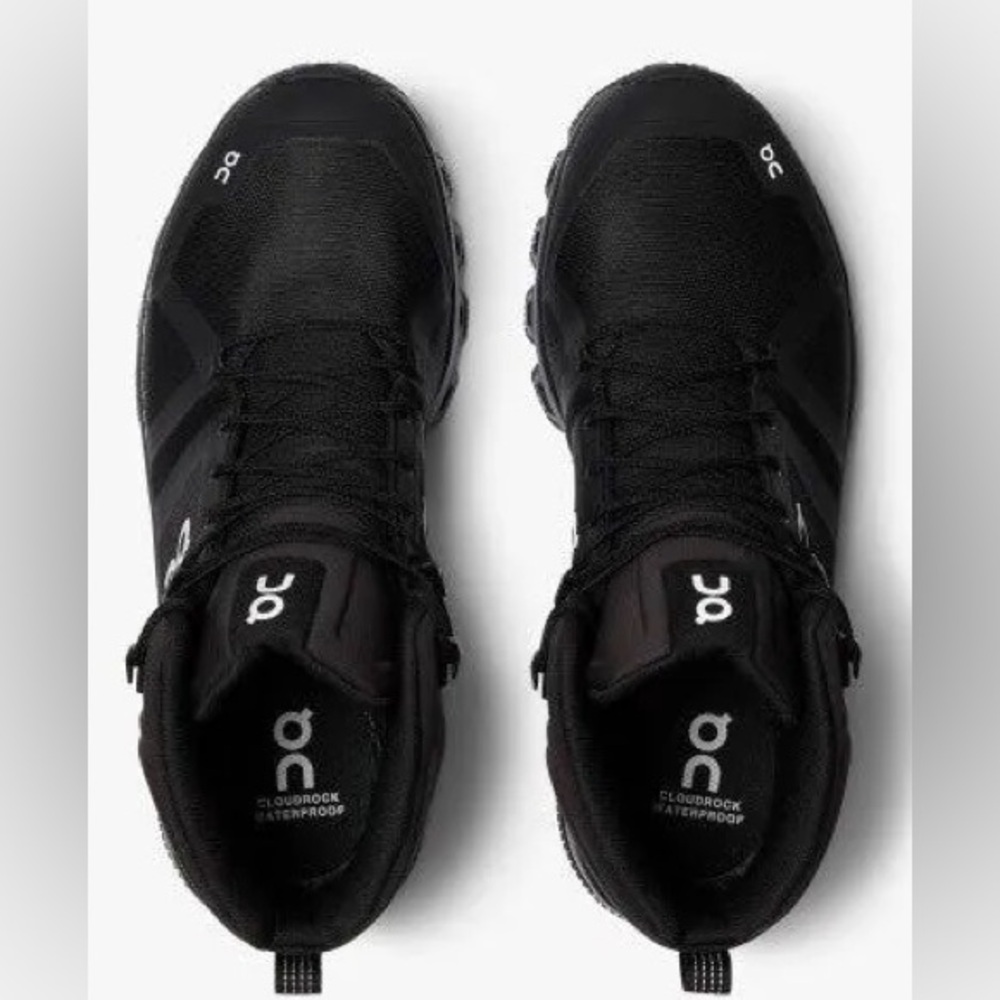 On Running Cloudrock Men's Black High-Top Waterproof Hiking Shoes - Picture 2 of 6